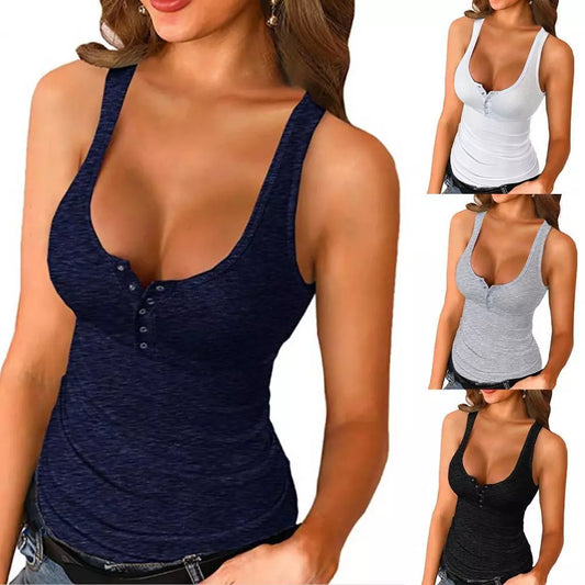 Sleek Sport Chic Knit Vest - Sexy Low Cut Sleeveless Top for Women