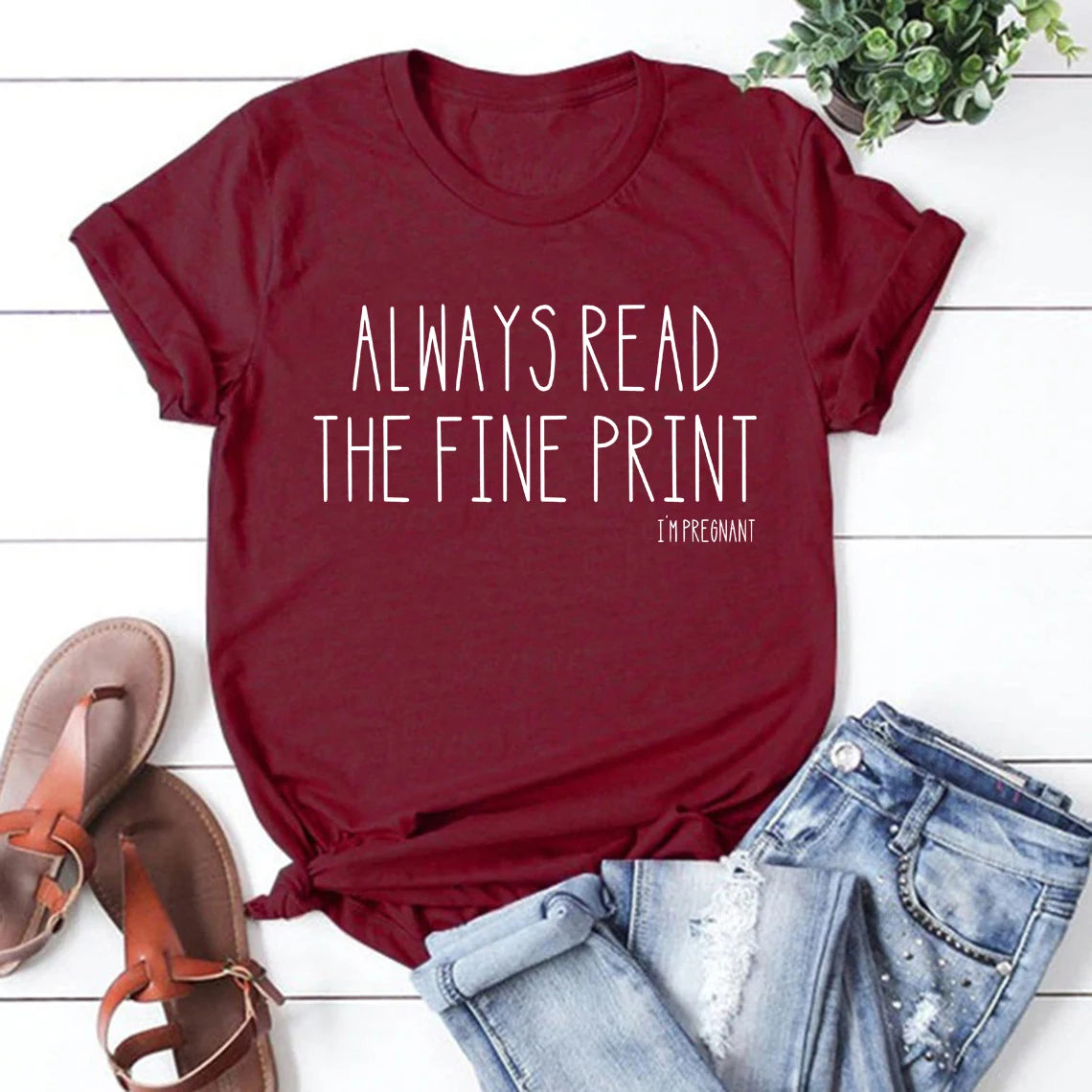 Pregnancy Announcement T-Shirt: Fine Print Edition